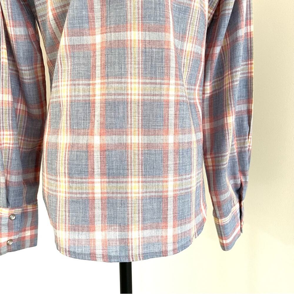 Vintage Pastel Western Pearl Snap Shirt Pink and Blue Plaid Fenton - Picture 11 of 14